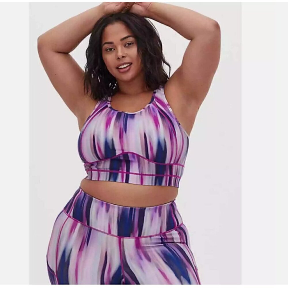 Torrid Active Low Impact Wireless Longline Sports Bra watercolor 3x